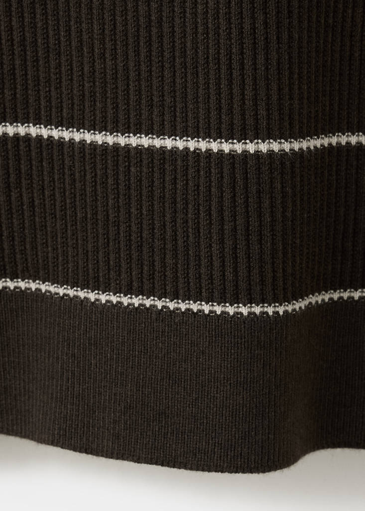 Rib-knit cotton-blend polo shirt — Chocolate