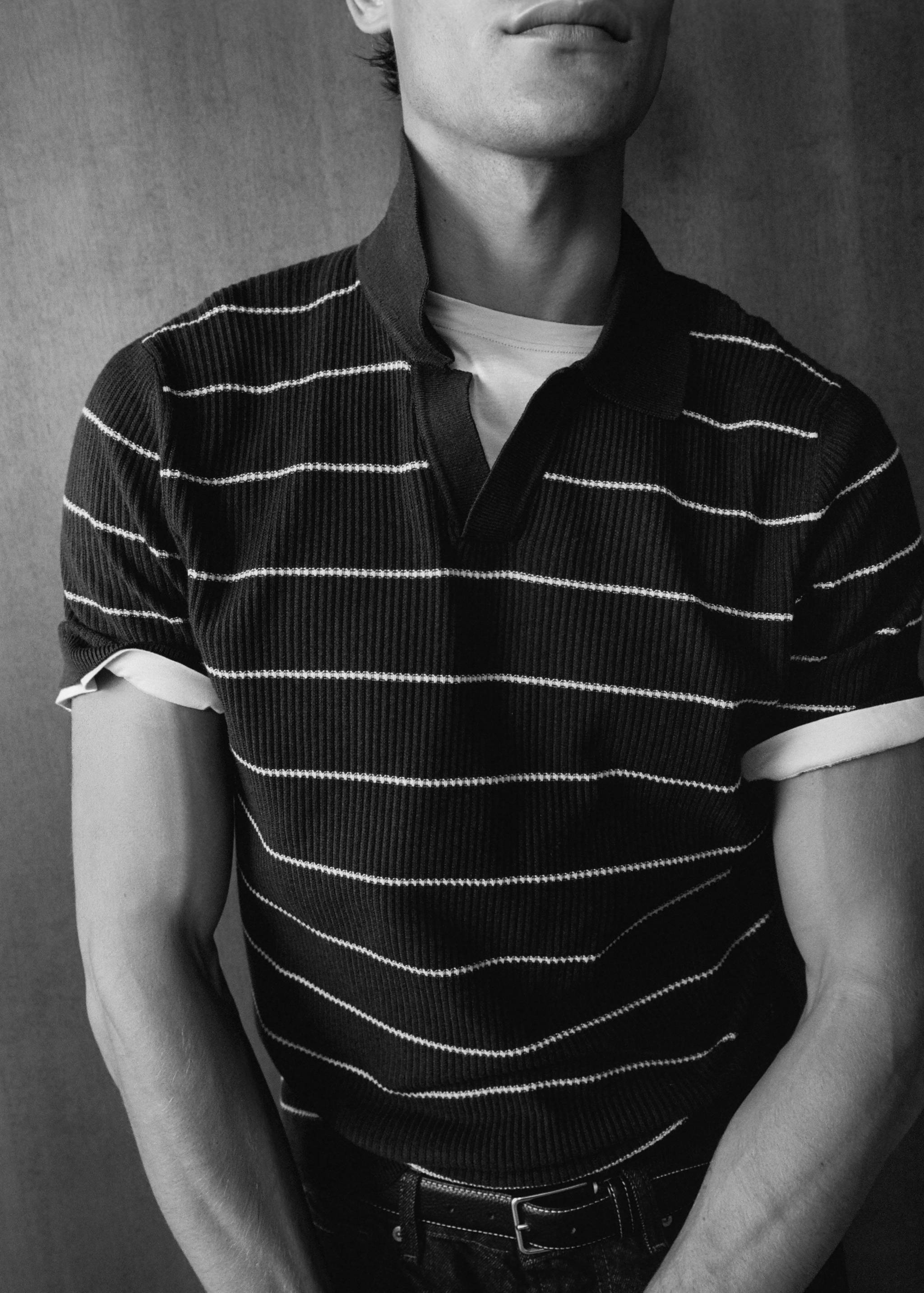 Rib-knit cotton-blend polo shirt - Details of the article 6