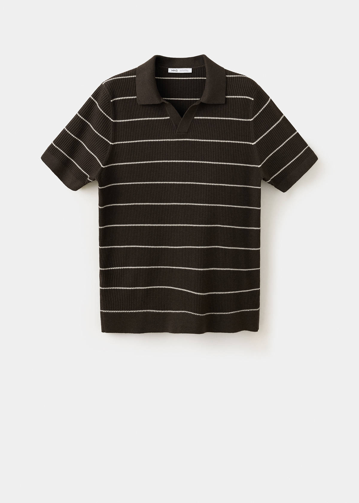 Rib-knit cotton-blend polo shirt — Chocolate