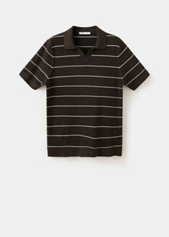 Rib-knit cotton-blend polo shirt — Chocolate 8