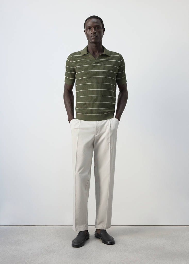 Rib-knit cotton-blend polo shirt — Olive Green