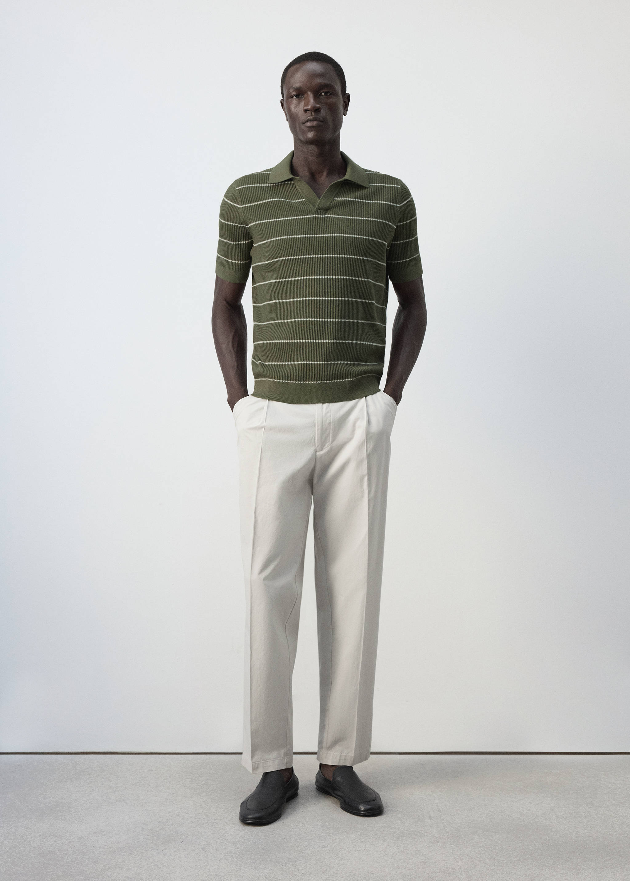 Polo coton mélangé maille côtelée - Plan général
