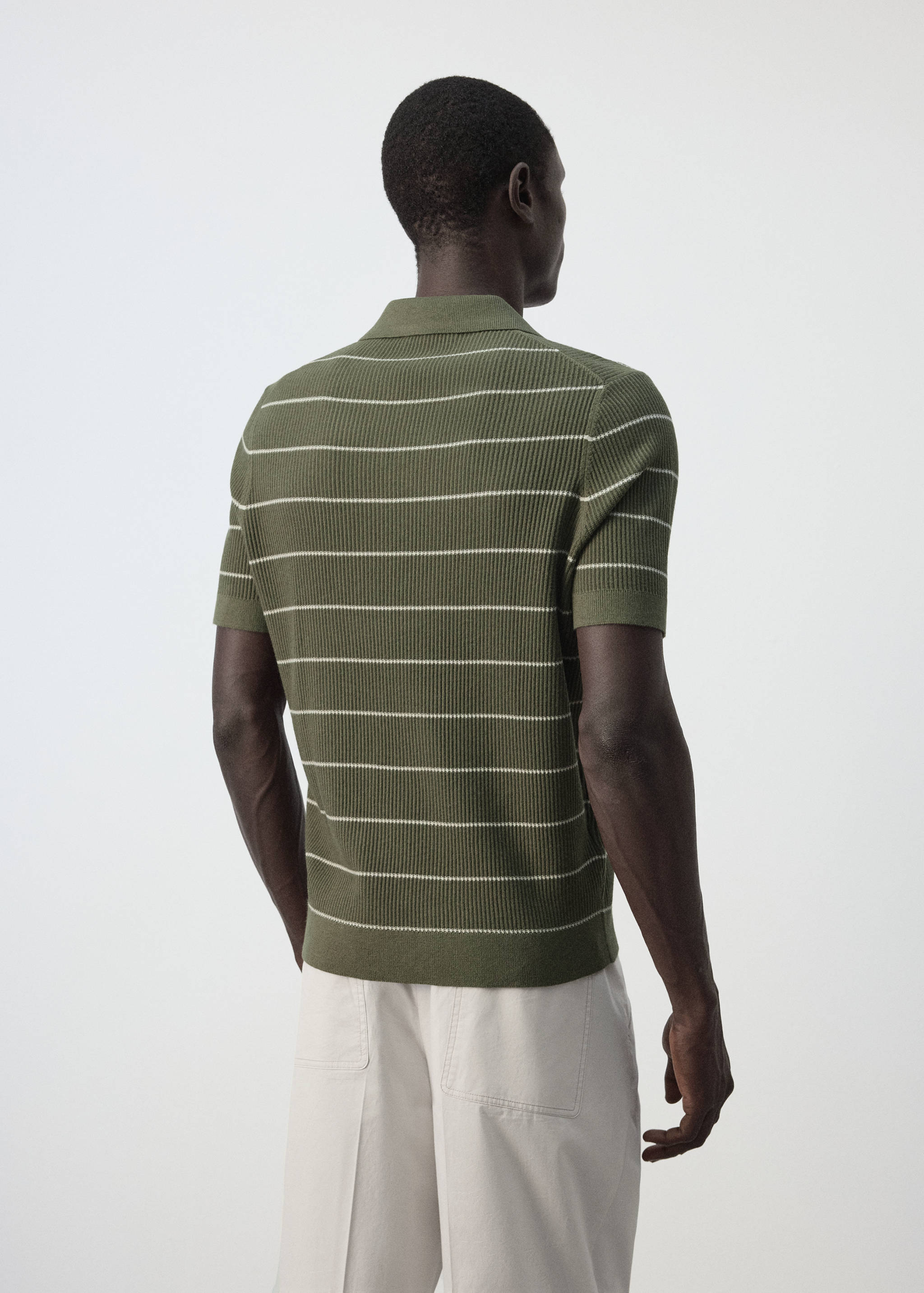 Polo coton mélangé maille côtelée - Verso de l’article
