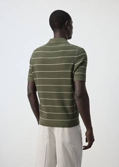 Rib-knit cotton-blend polo shirt — Olive Green 3