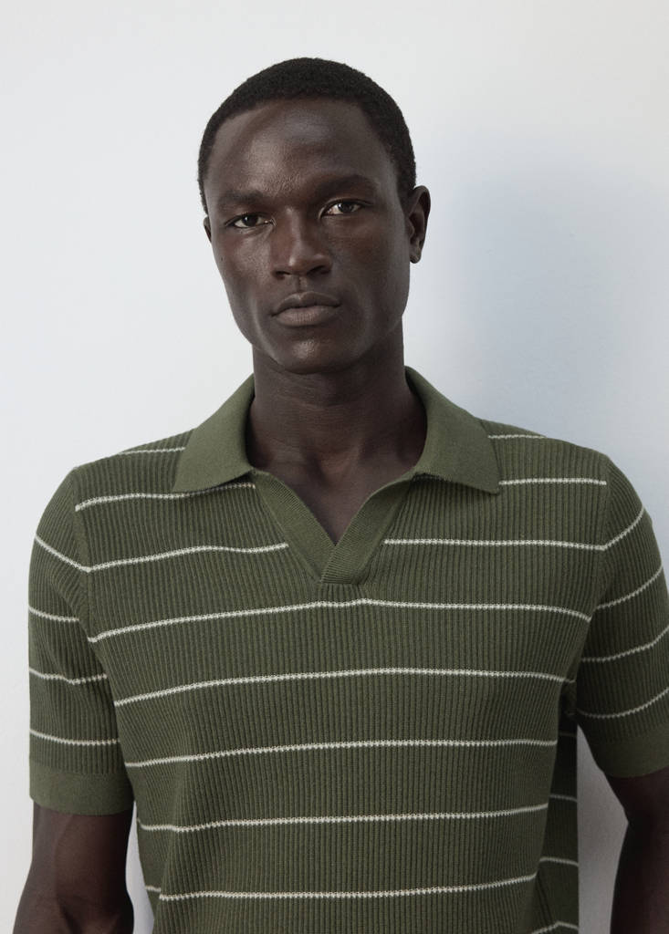 Rib-knit cotton-blend polo shirt — Olive Green