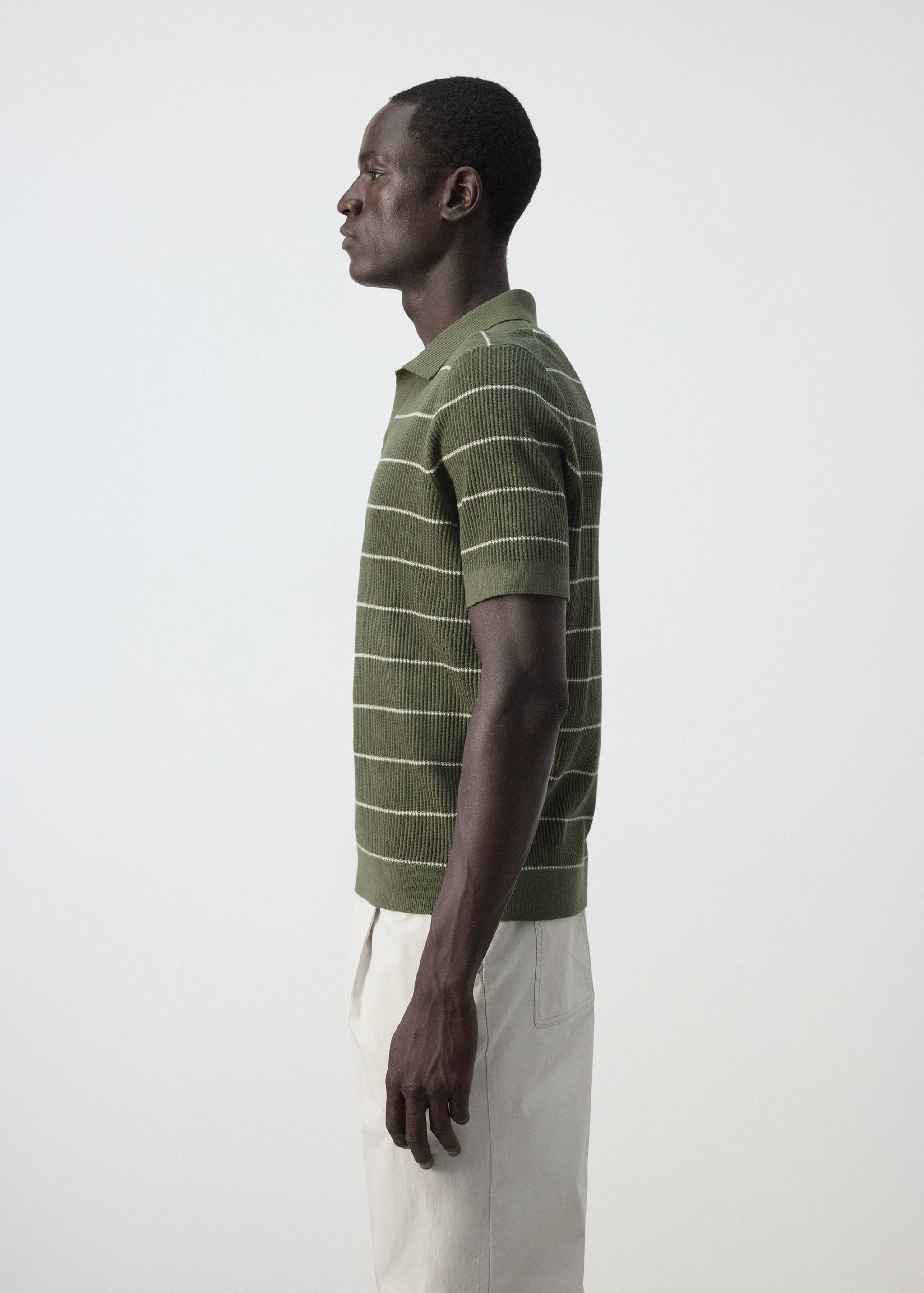 Polo coton mélangé maille côtelée - Détail de l'article 2