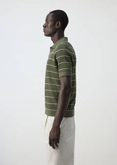 Rib-knit cotton-blend polo shirt — Olive Green 5