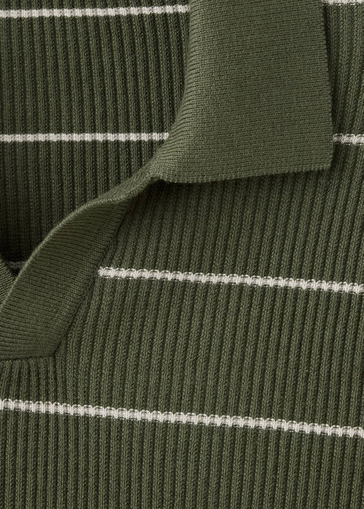 Rib-knit cotton-blend polo shirt — Olive Green
