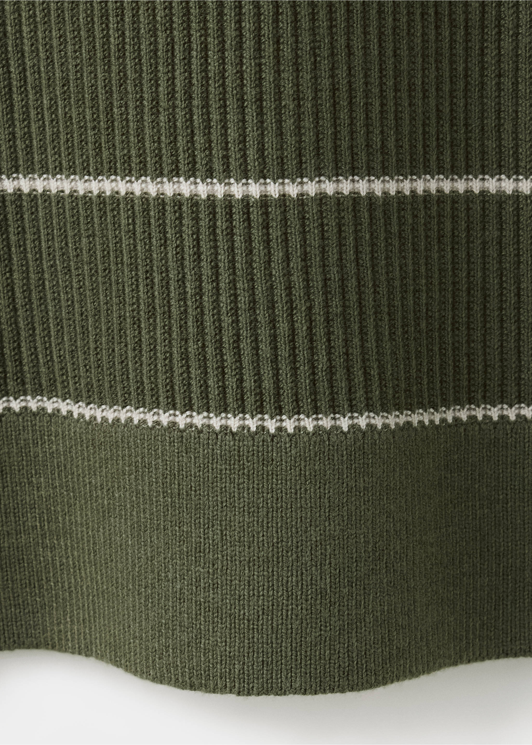 Rib-knit cotton-blend polo shirt - Details of the article 0, Olive Green. Ref: 37084460-00.