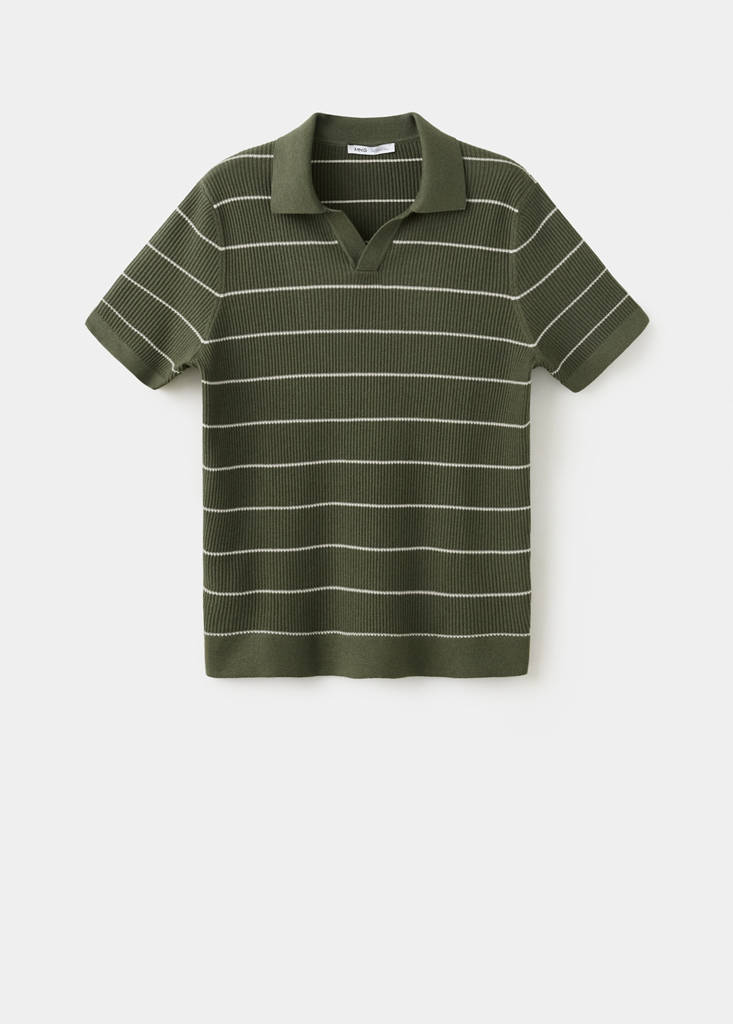 Rib-knit cotton-blend polo shirt — Olive Green