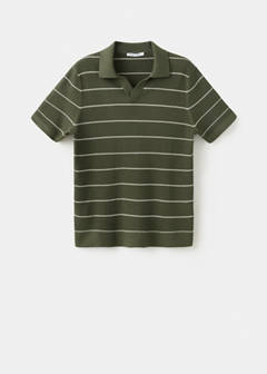 Rib-knit cotton-blend polo shirt — Olive Green 6