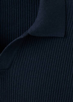 Rib-knit cotton-blend polo shirt — Navy 7