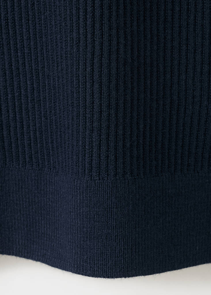 Rib-knit cotton-blend polo shirt — Navy