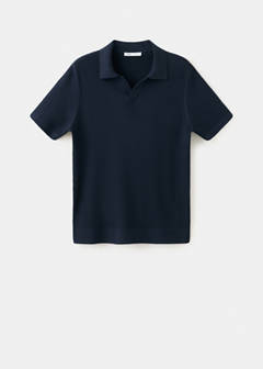 Rib-knit cotton-blend polo shirt — Navy 6