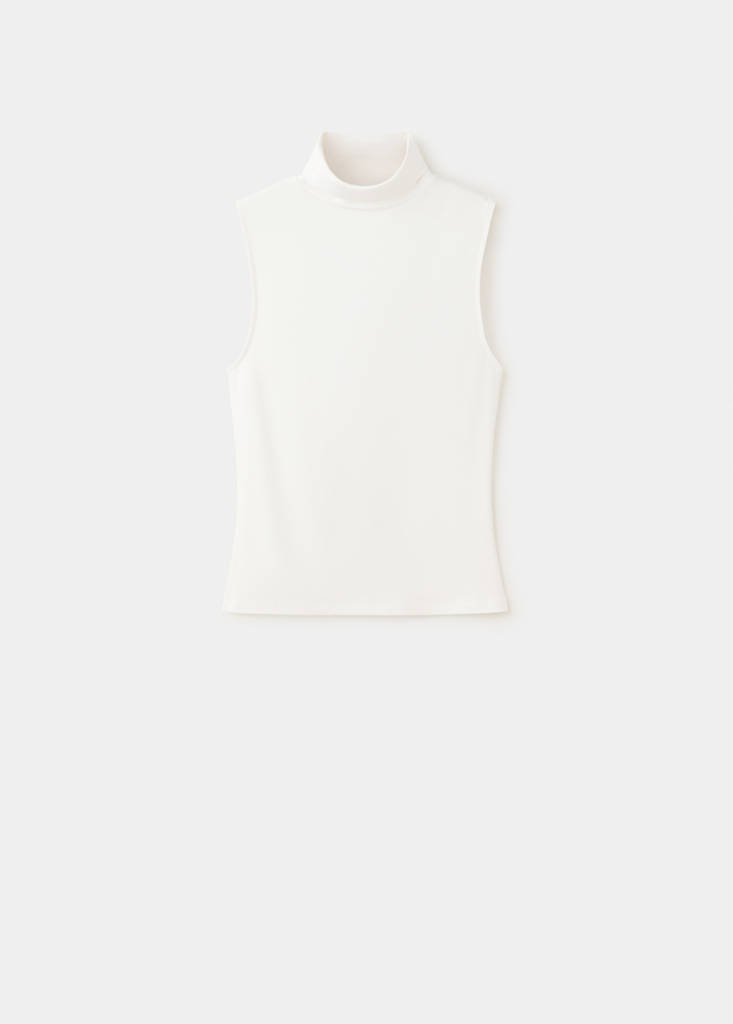 Sleeveless turtleneck top — Off White