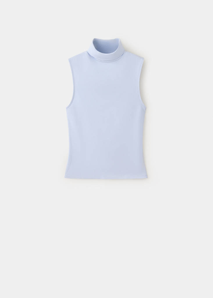 Sleeveless turtleneck top — Sky Blue
