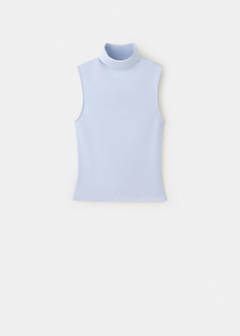Sleeveless turtleneck top — Sky Blue 5