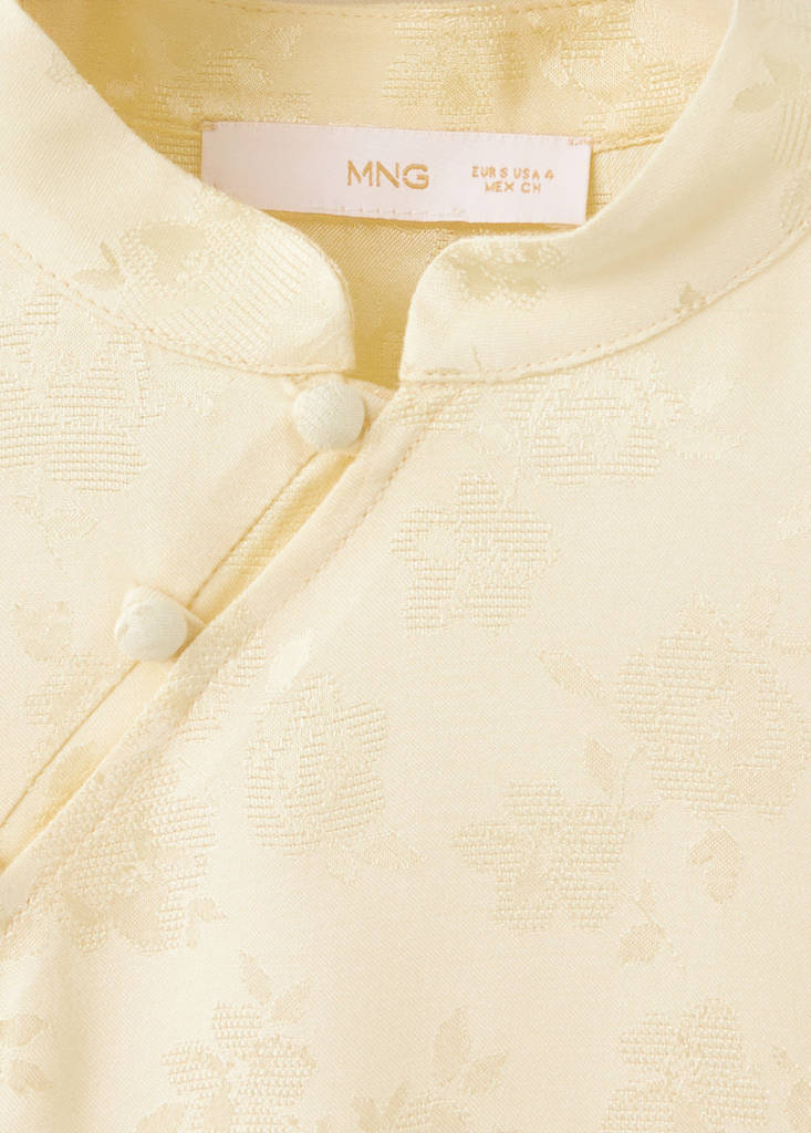 Jacquard top with strap neck — Ecru