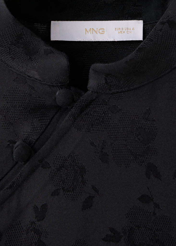 Jacquard top with strap neck — Charcoal