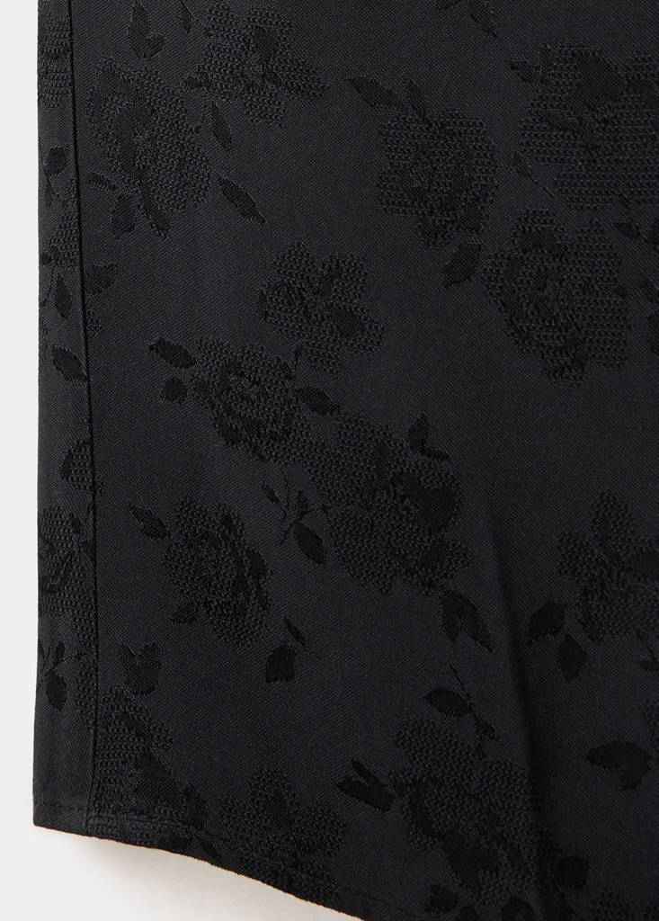 Jacquard top with strap neck — Charcoal