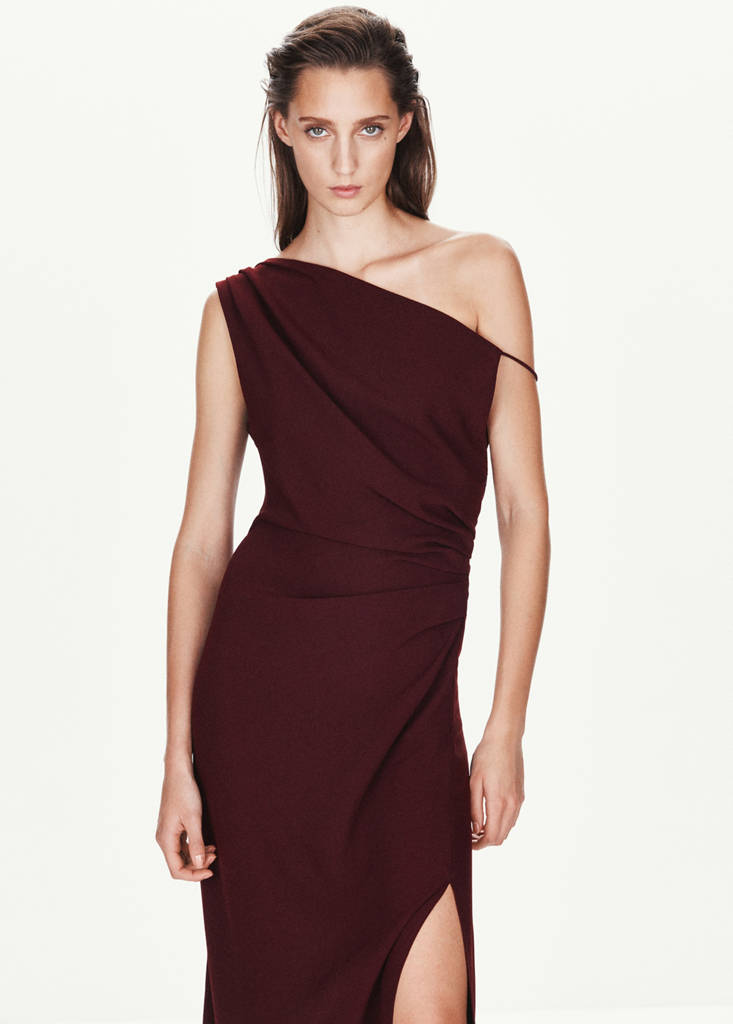 Asymmetric side ruched dress by Mango