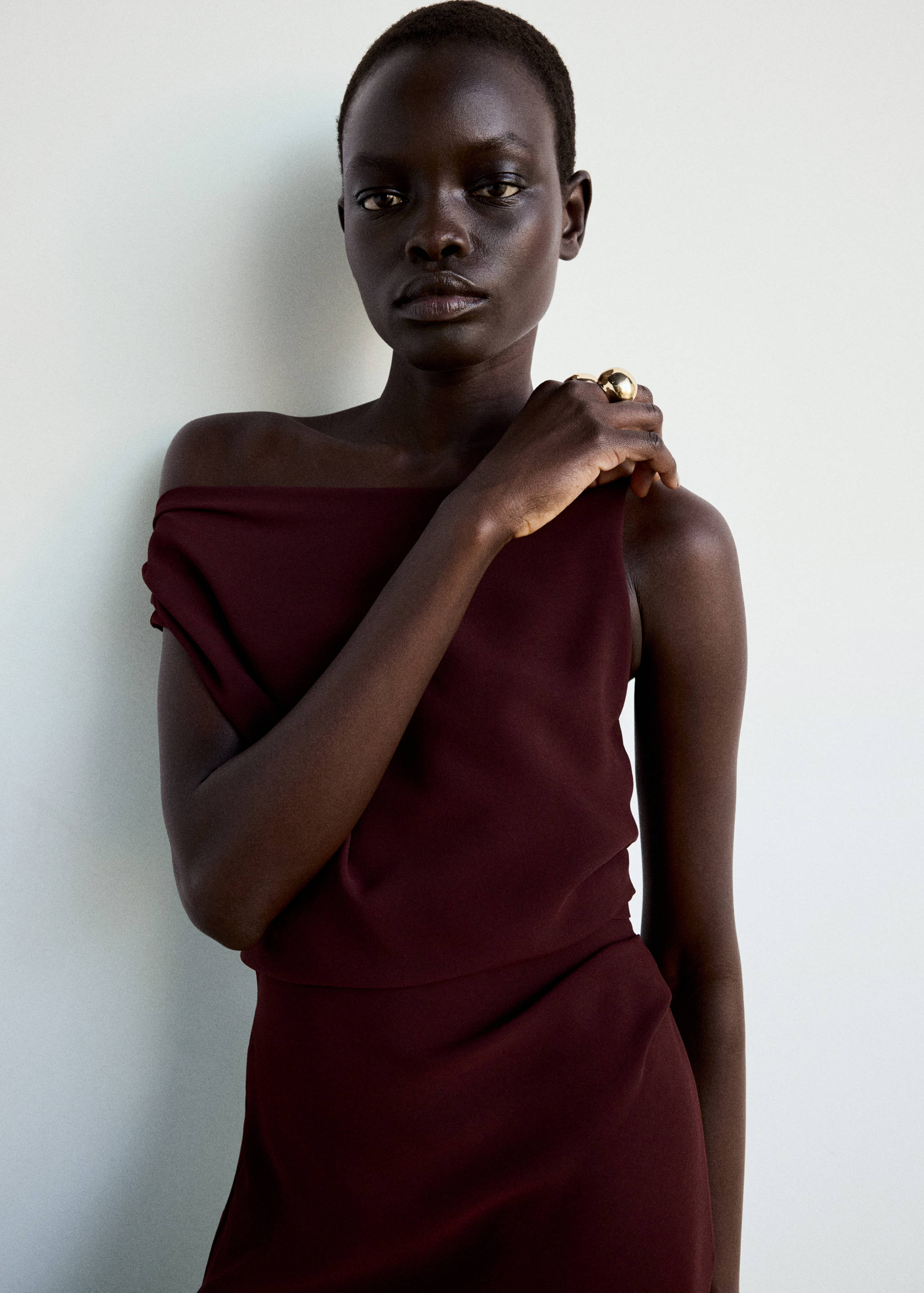Asymmetric side ruched dress - Medium plane
