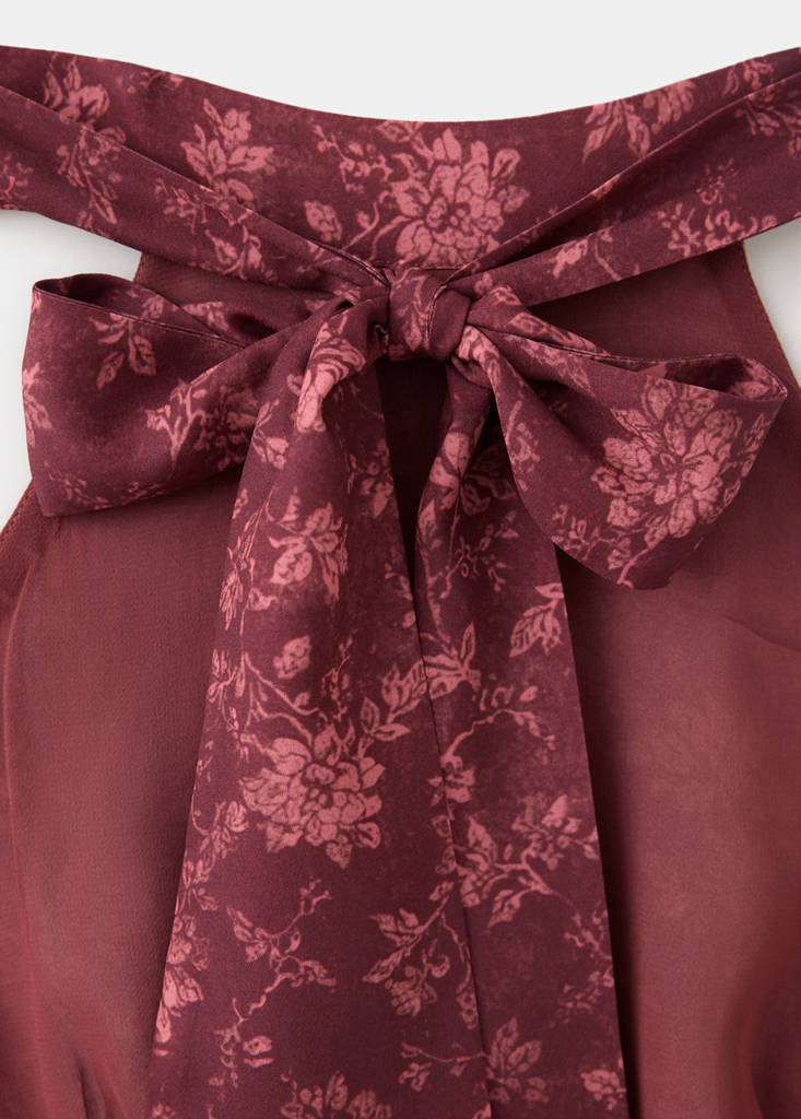Halter-neck open-back dress — Burgundy