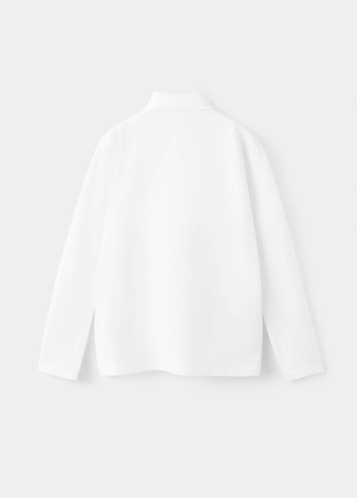 Long sleeves cotton polo — White