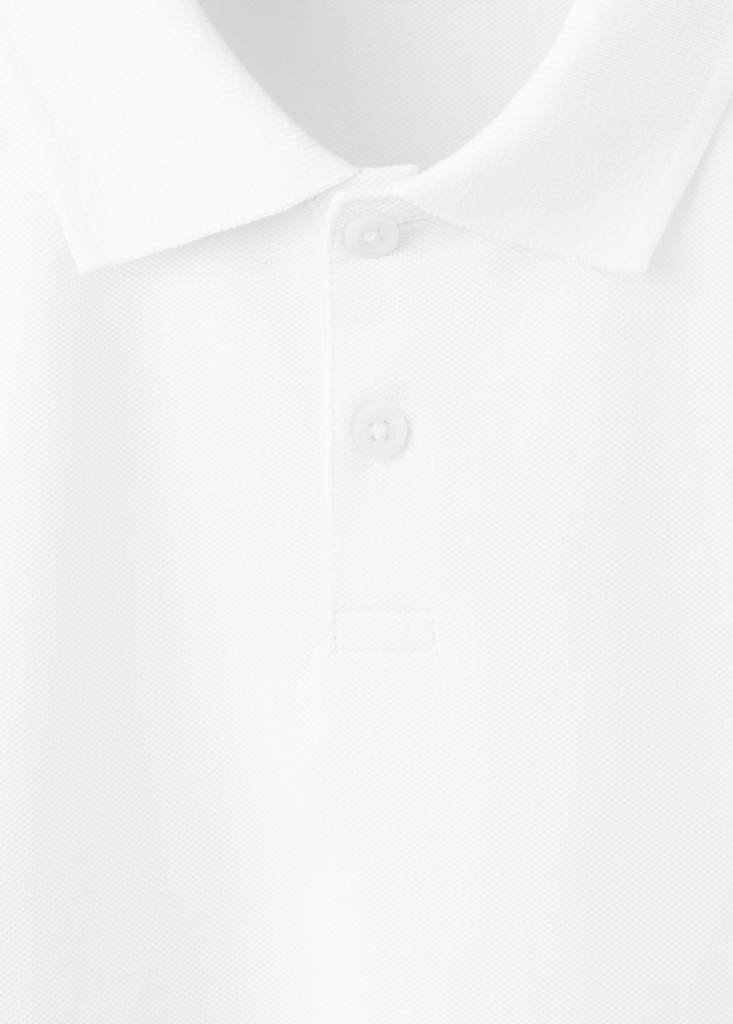 Long sleeves cotton polo — White