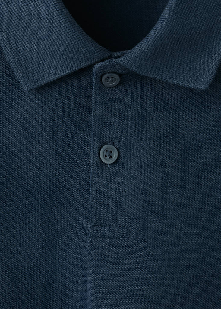 Long sleeves cotton polo — Navy