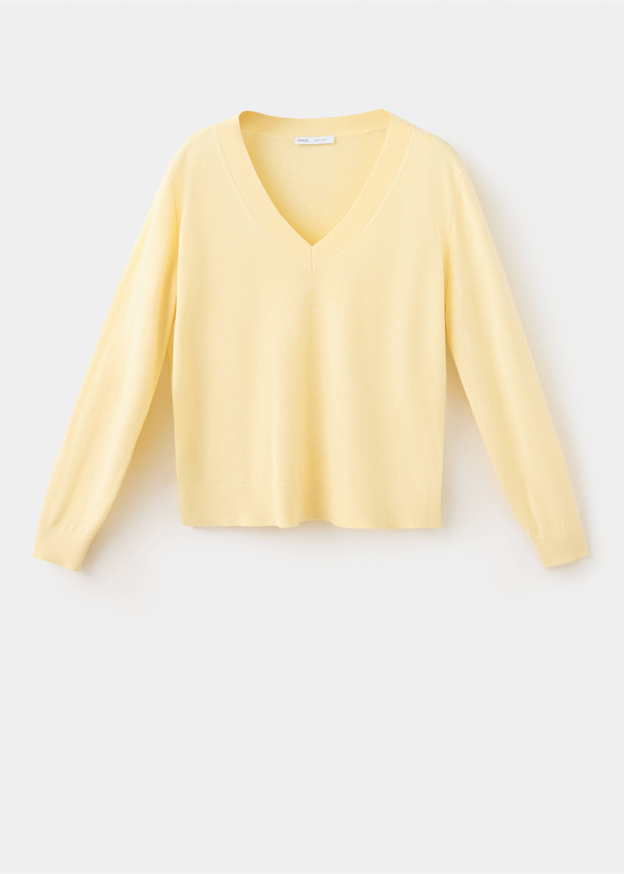 V-neck knit sweater - Article without model, Vanilla. Ref: 37084775-00.