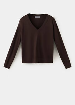 V-neck knit sweater — Chocolate 8