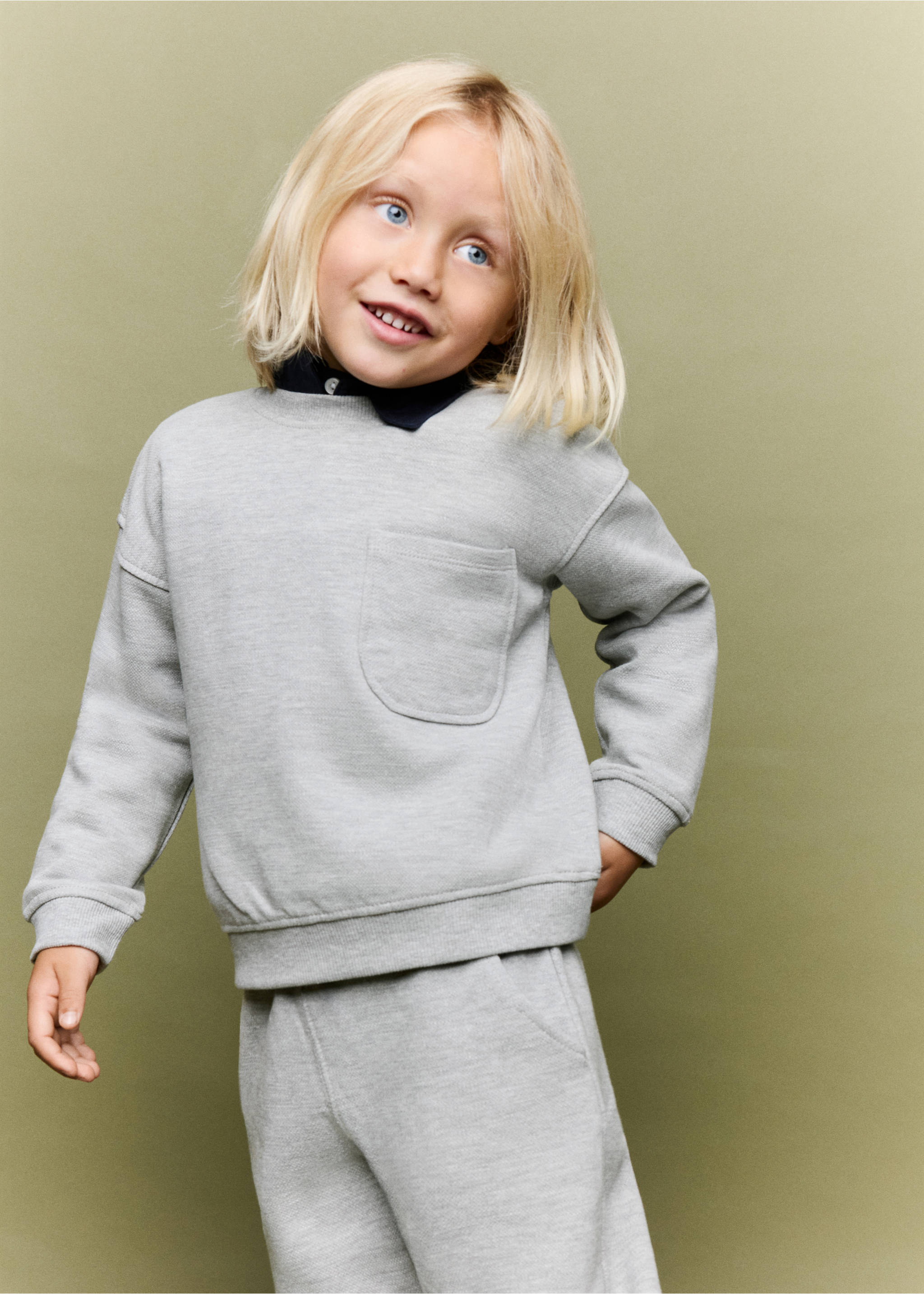 Oversized sweatshirt med ficka - Allmän bild, Ljus Heather Grå. Ref: 37084779-00.