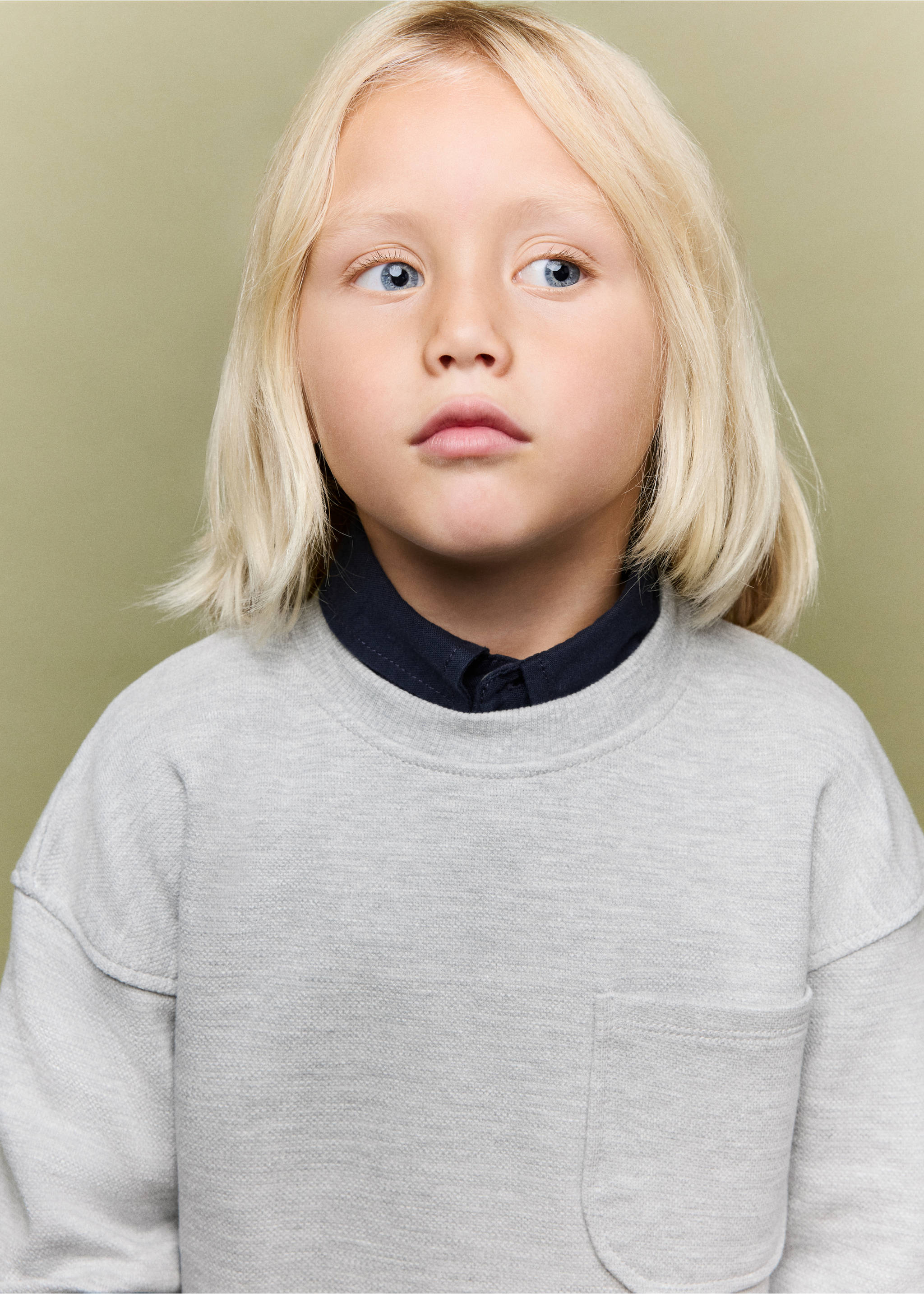 Oversized sweatshirt med ficka - Detaljer om artikeln 1, Ljus Heather Grå. Ref: 37084779-00.