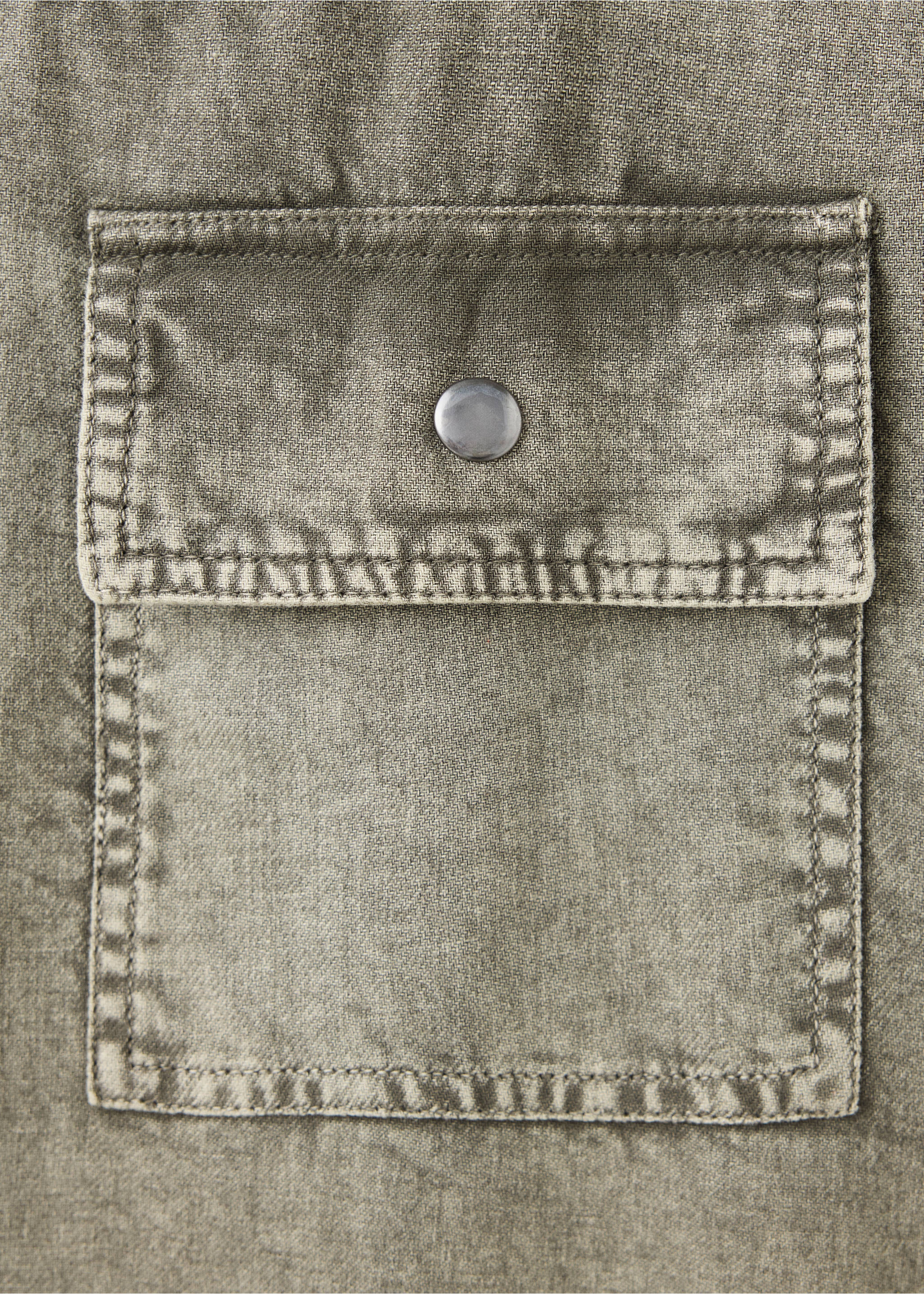 Slit denim skirt - Details of the article 8, Khaki. Ref: 37084781-00.