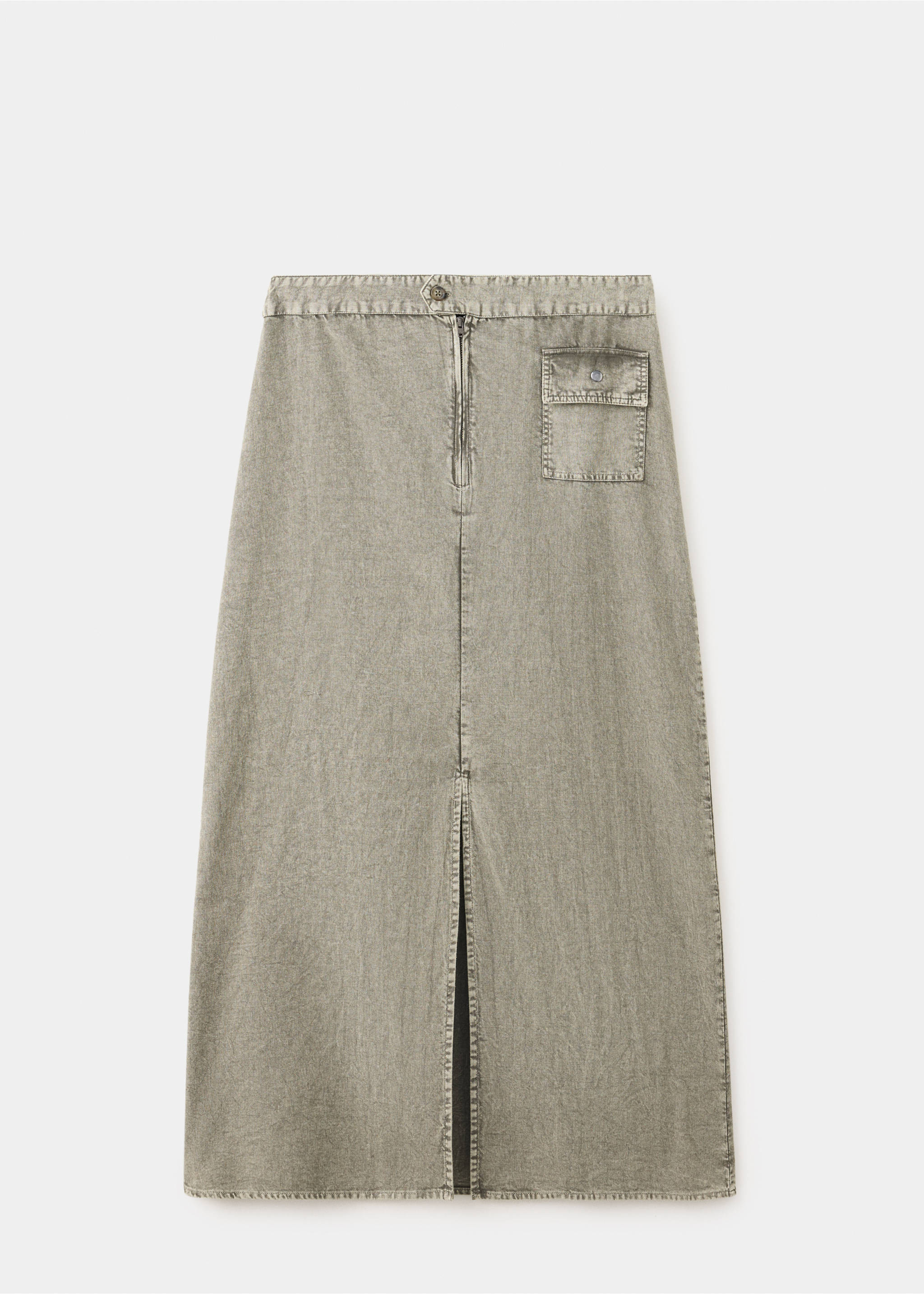 Slit denim skirt - Article without model, Khaki. Ref: 37084781-00.