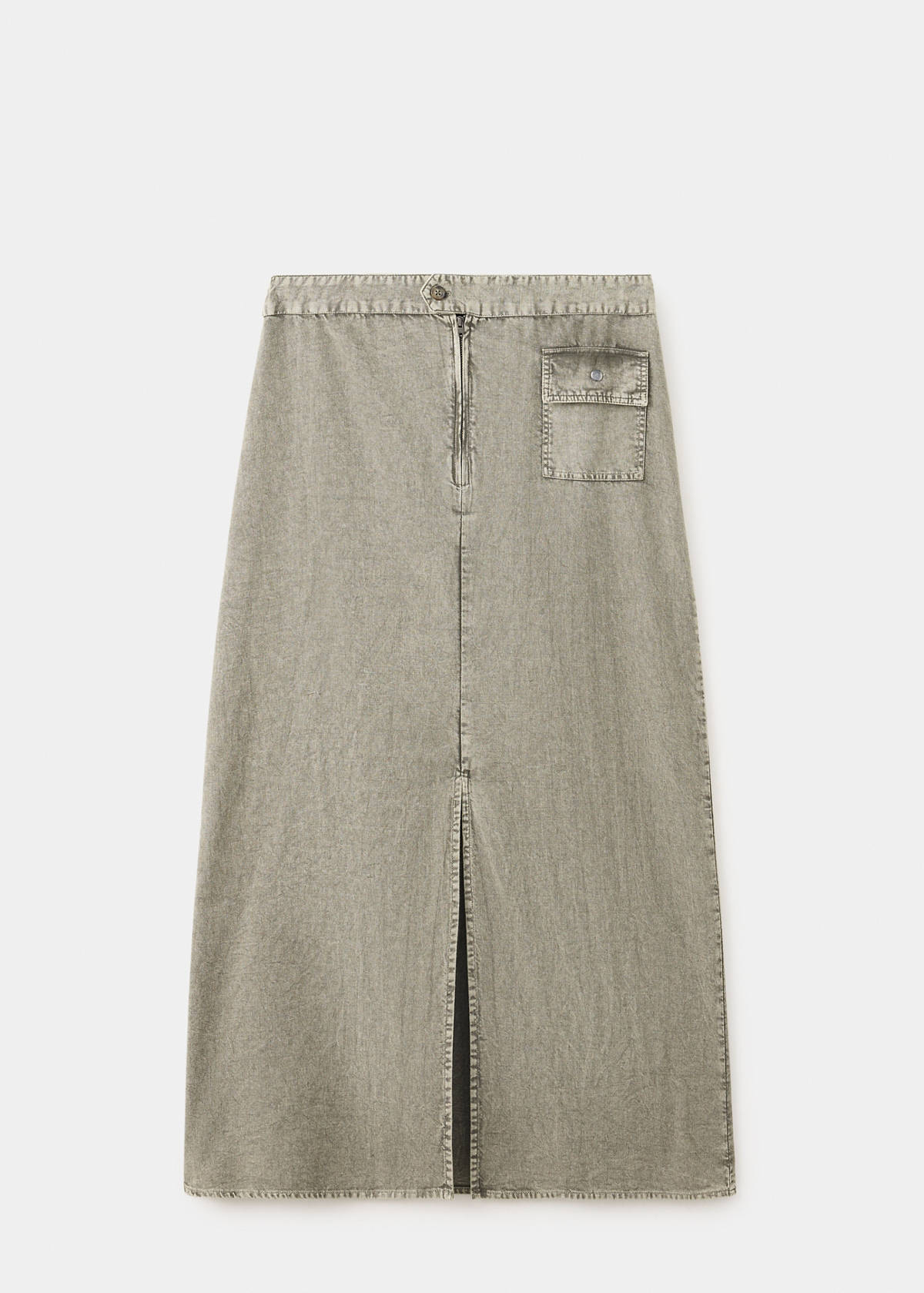 Slit denim skirt — Khaki