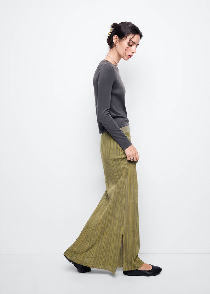 Semi-transparent knitted skirt — Green