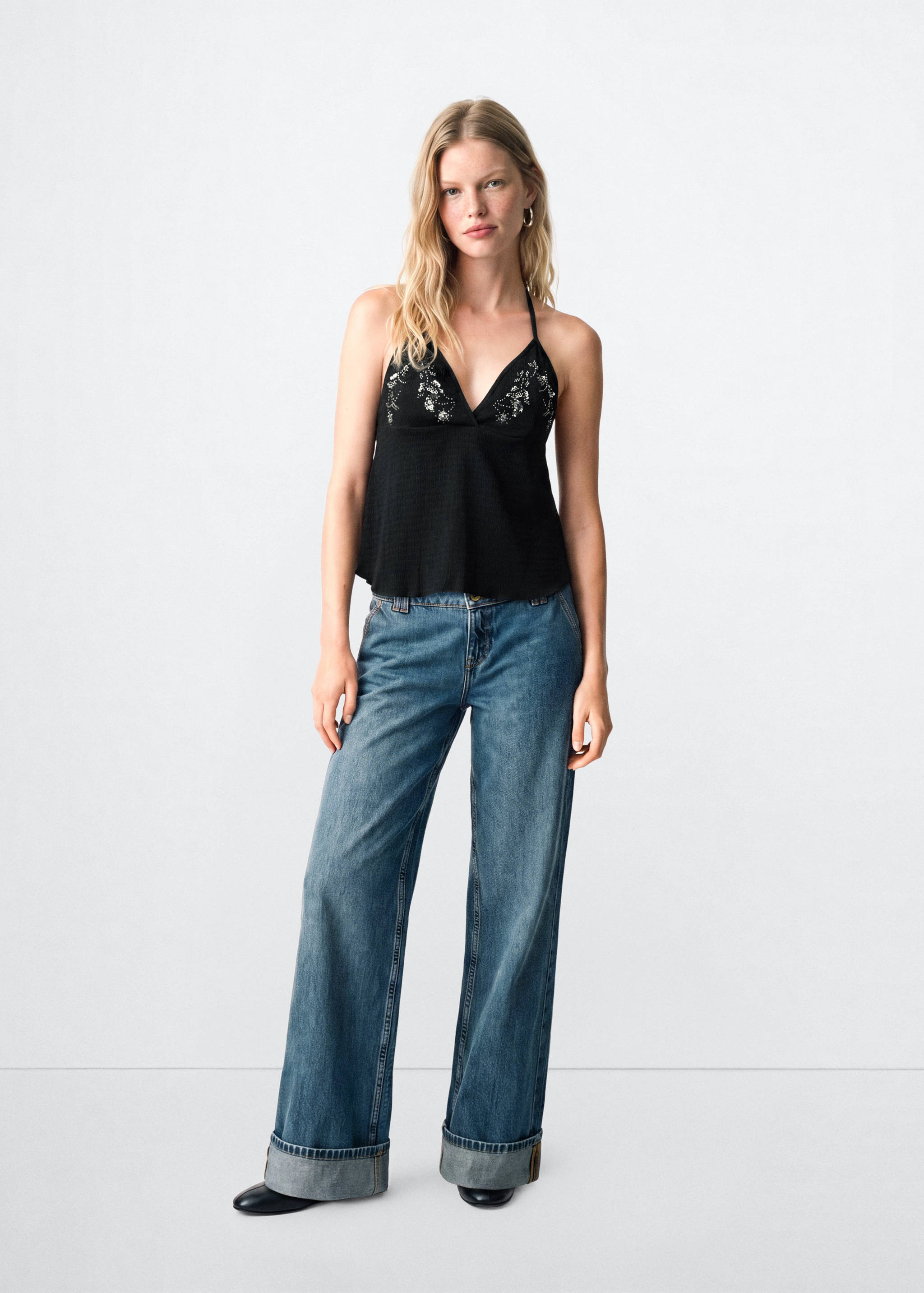 Embroidered halter top - General plane