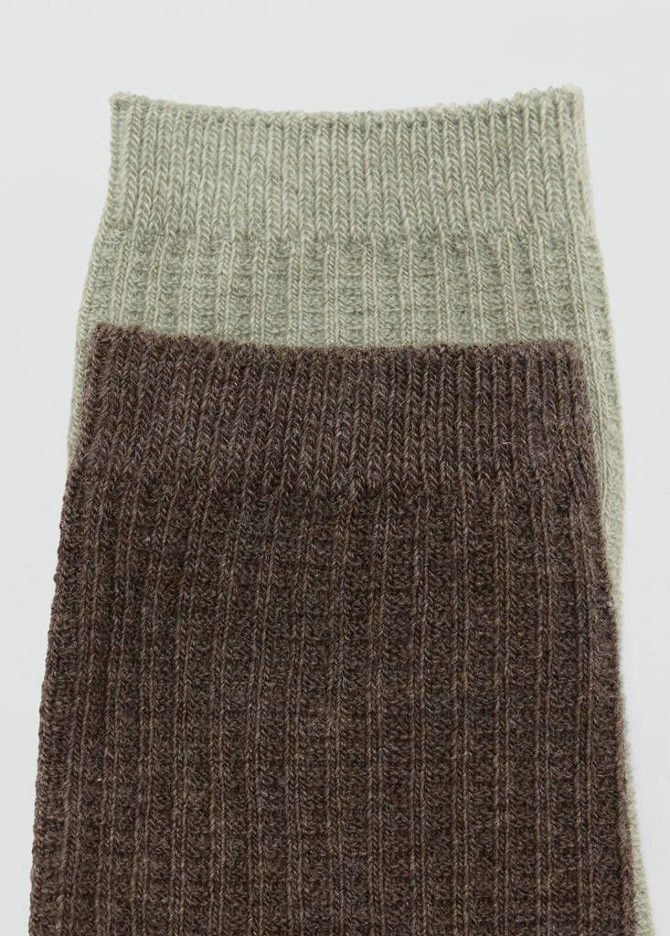Pack of 2 cable-knit socks — Pastel Green