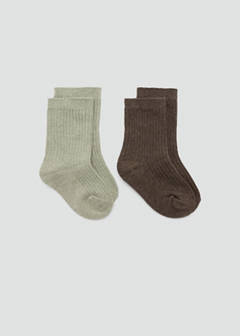 Pack of 2 cable-knit socks — Pastel Green 1