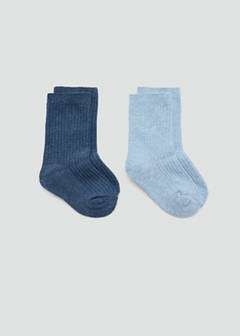 Pack of 2 cable-knit socks — Blue 1