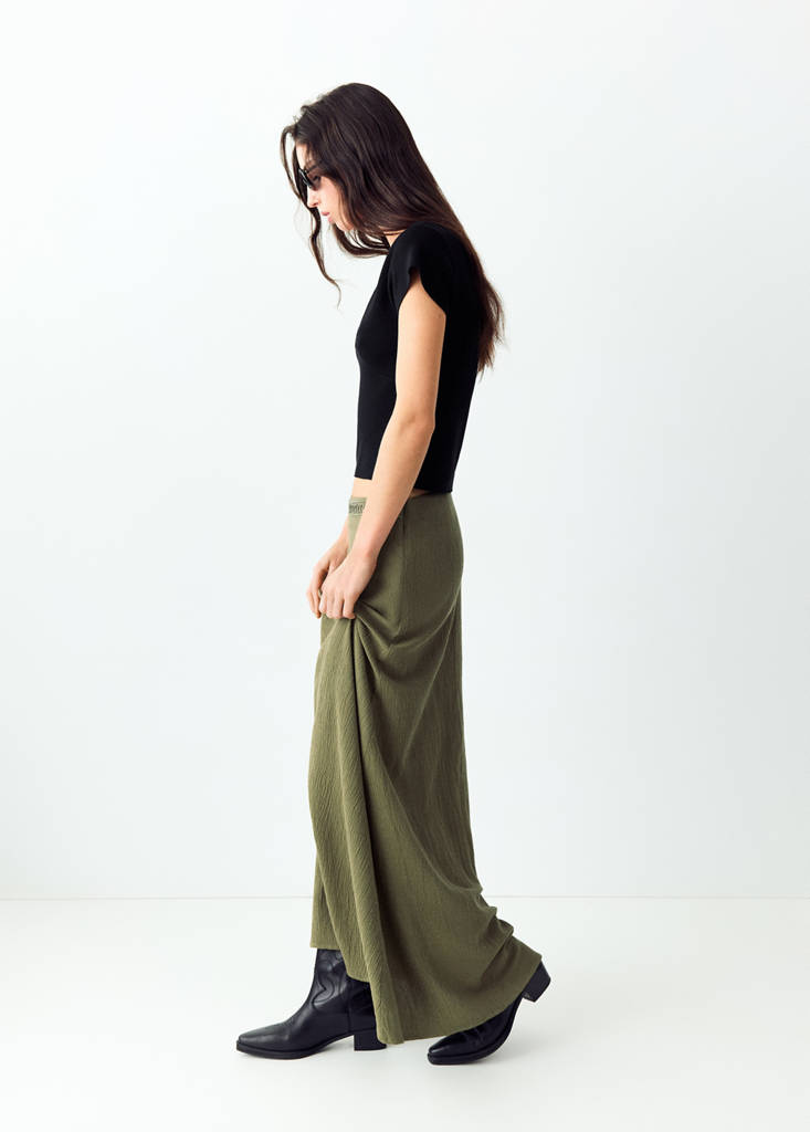 Skirt with embroidered texture detail — Green