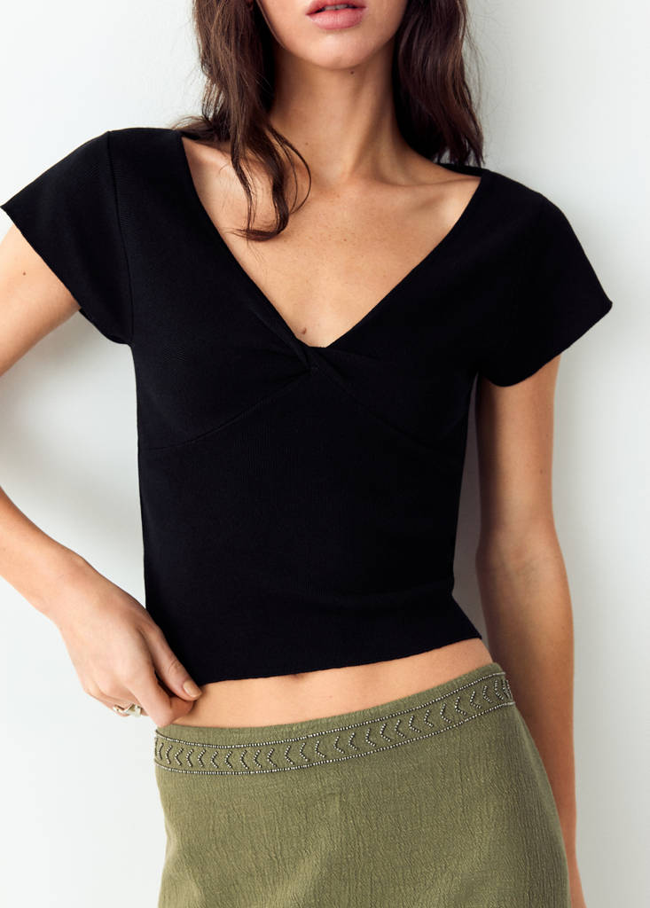 Skirt with embroidered texture detail — Green