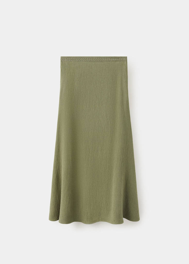 Skirt with embroidered texture detail — Green