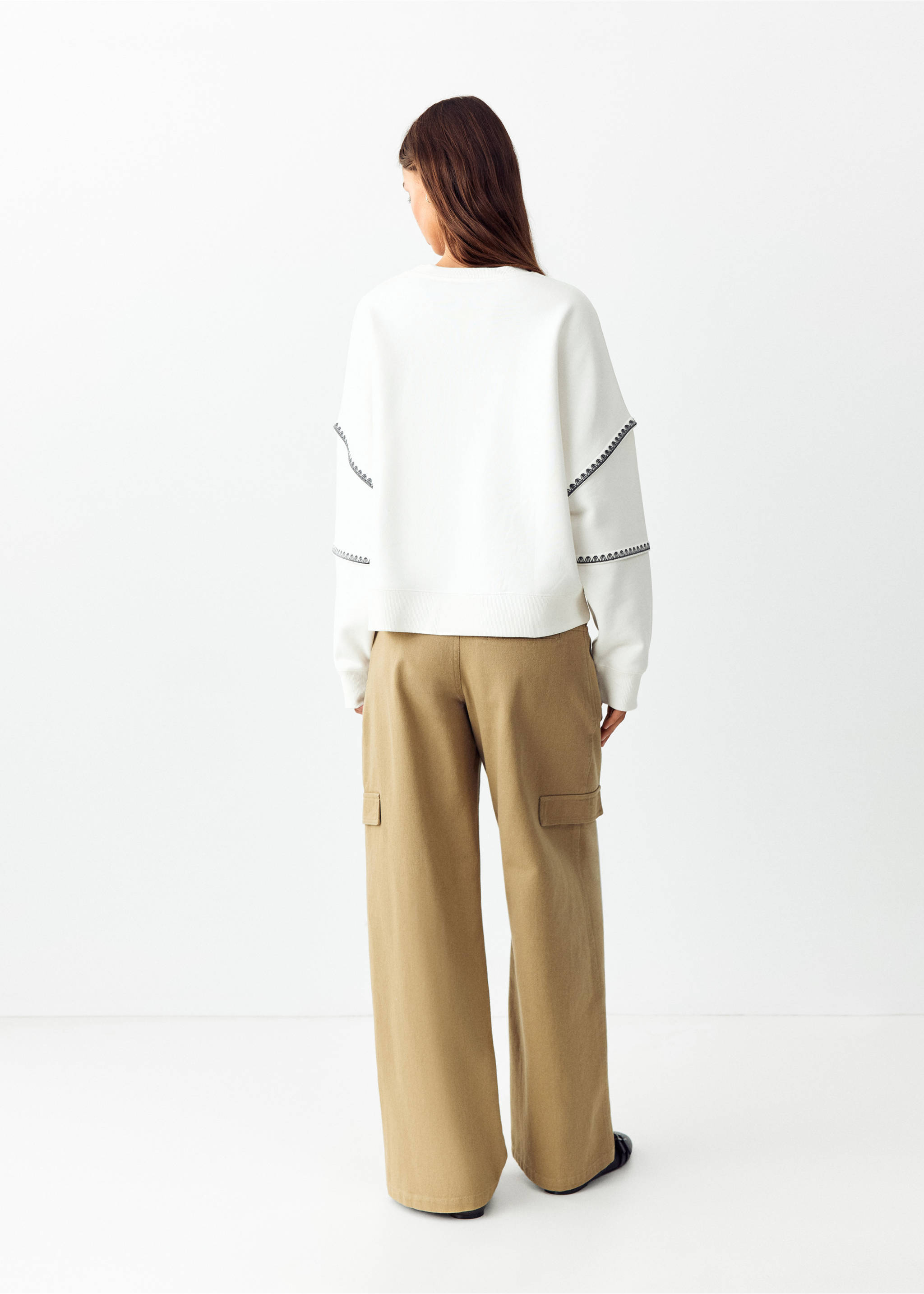 Cotton sweatshirt with embroidered details - Reverse of the article, Off White. Ref: 37084788-00.