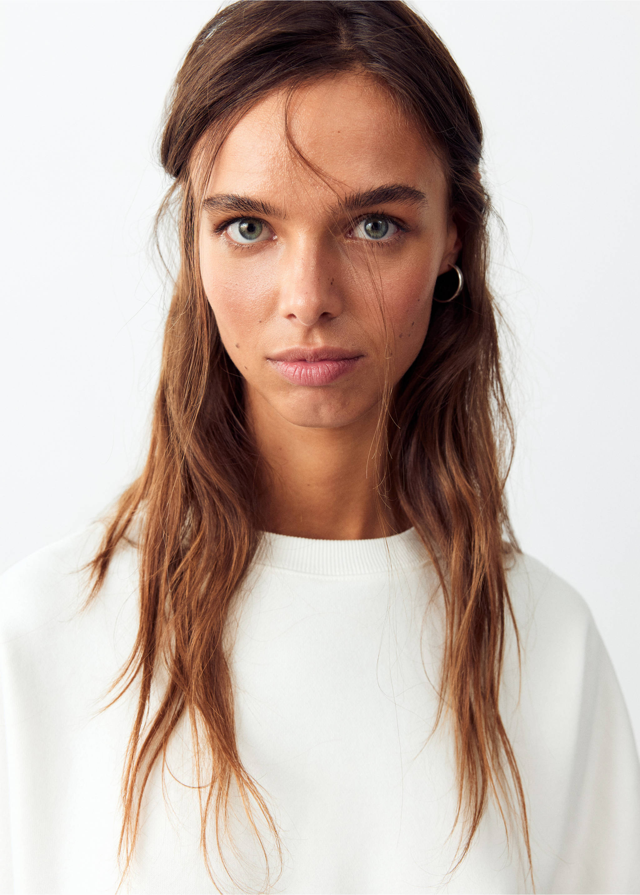 Cotton sweatshirt with embroidered details - Details of the article 1, Off White. Ref: 37084788-00.