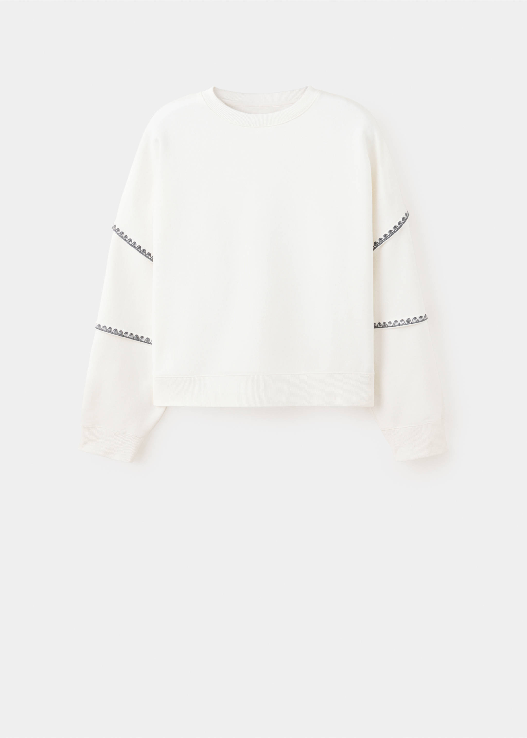 Cotton sweatshirt with embroidered details - Article without model, Off White. Ref: 37084788-00.