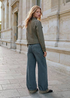 Wide leg jeans with turn-up hem — Dark Vintage Blue 3