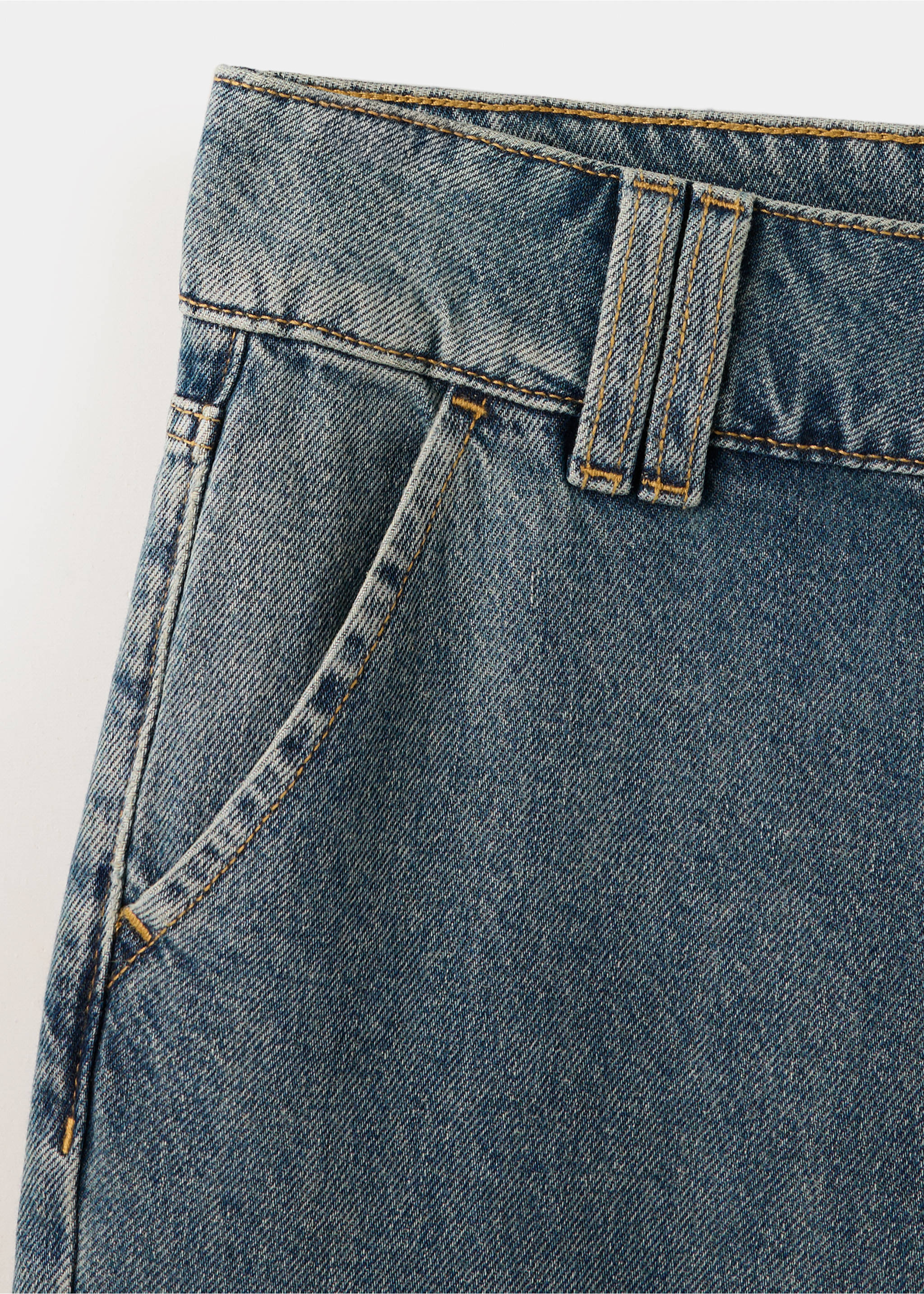 Jean large à revers - Détail de l'article 0, Bleu foncé vintage. Ref: 37084789-00.